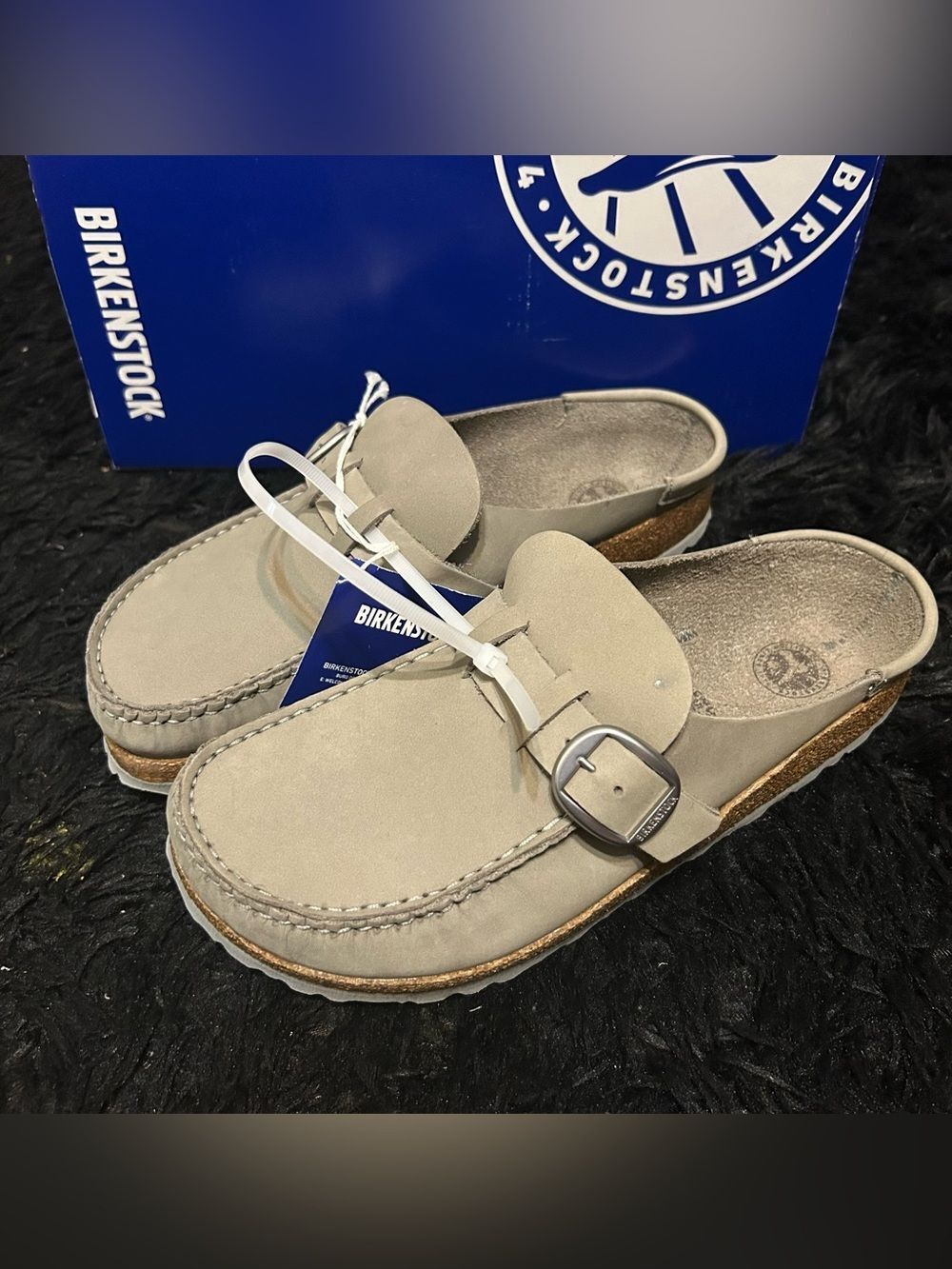 BIRKENSTOCK Buckley gray leather mules clogs slip on shoes women’s eur 39 new
